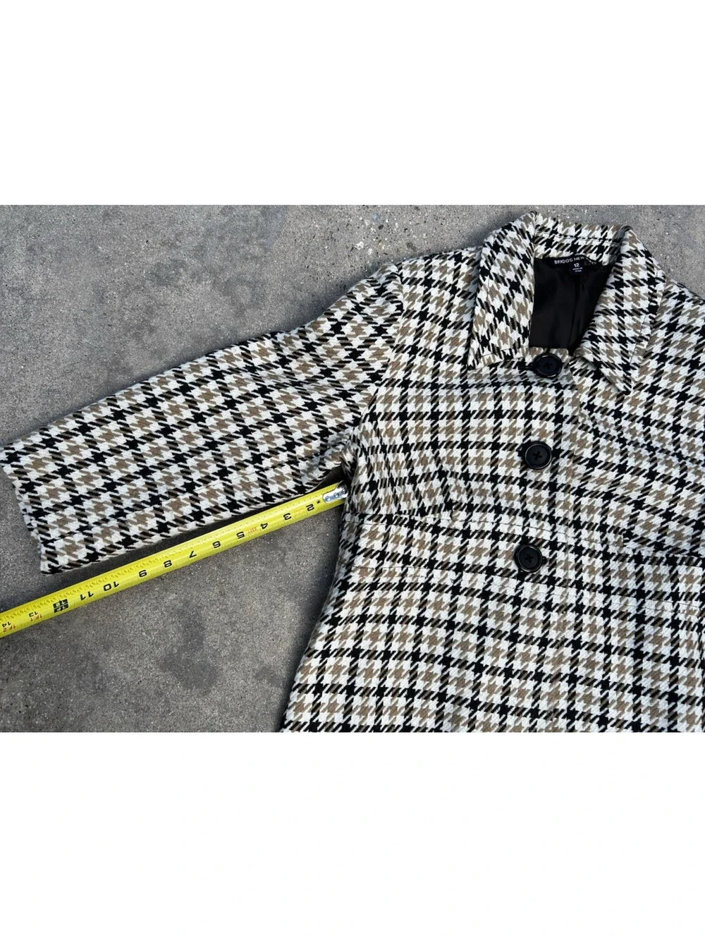 Briggs New York Wool Houndstooth Three Button Blazer Jacket Womens 12